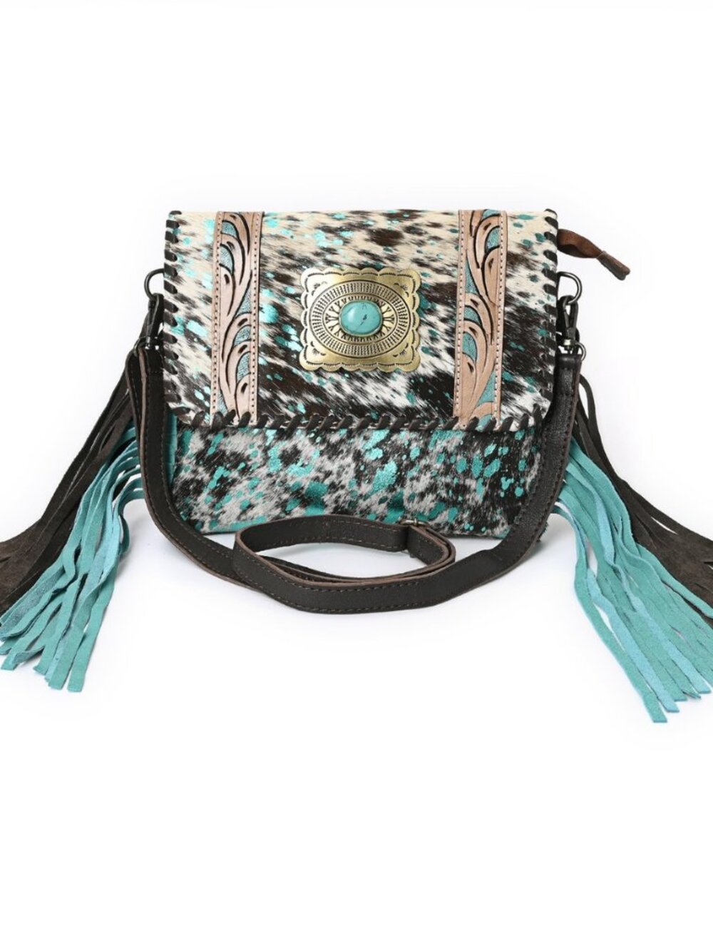 Turqoise Cincho Cowhide Cross Body Bag for Women